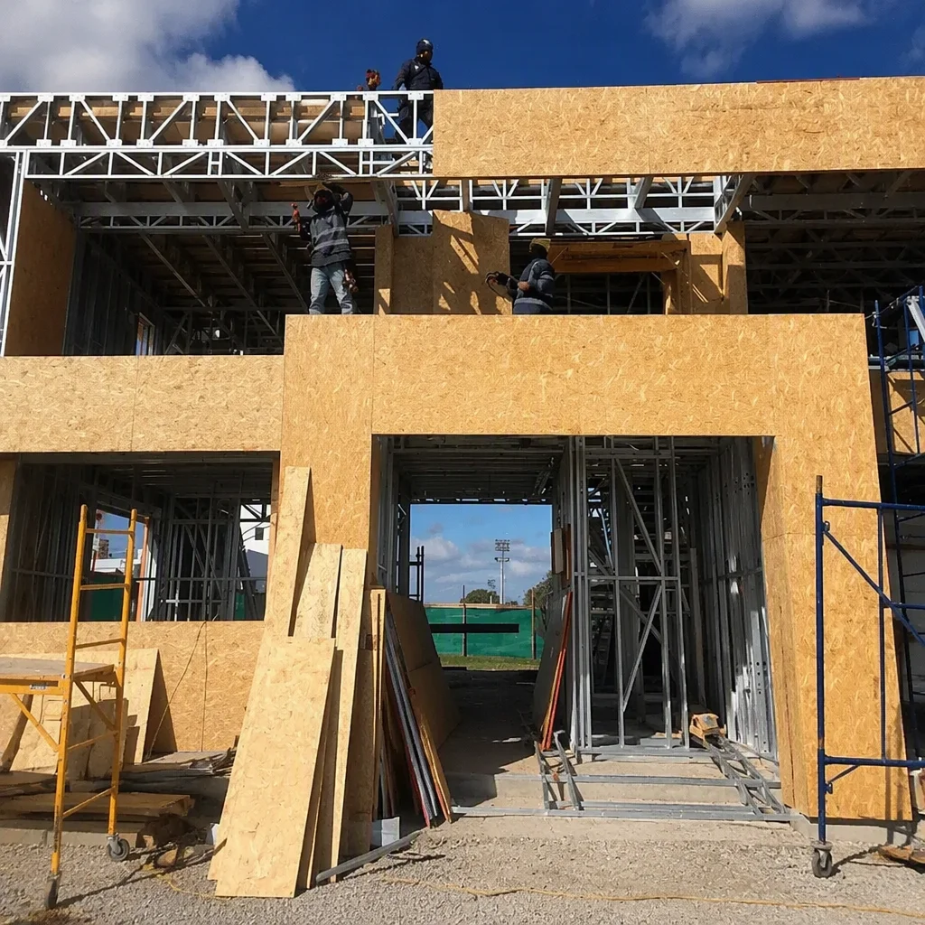 Bazzurro House - Steel frame construction stage